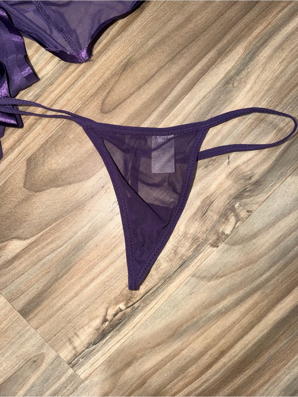 2-Piece Purple LaceSheer Babydoll Nightwear - Unbranded With Matching Underwaear - Picture 3 of 5